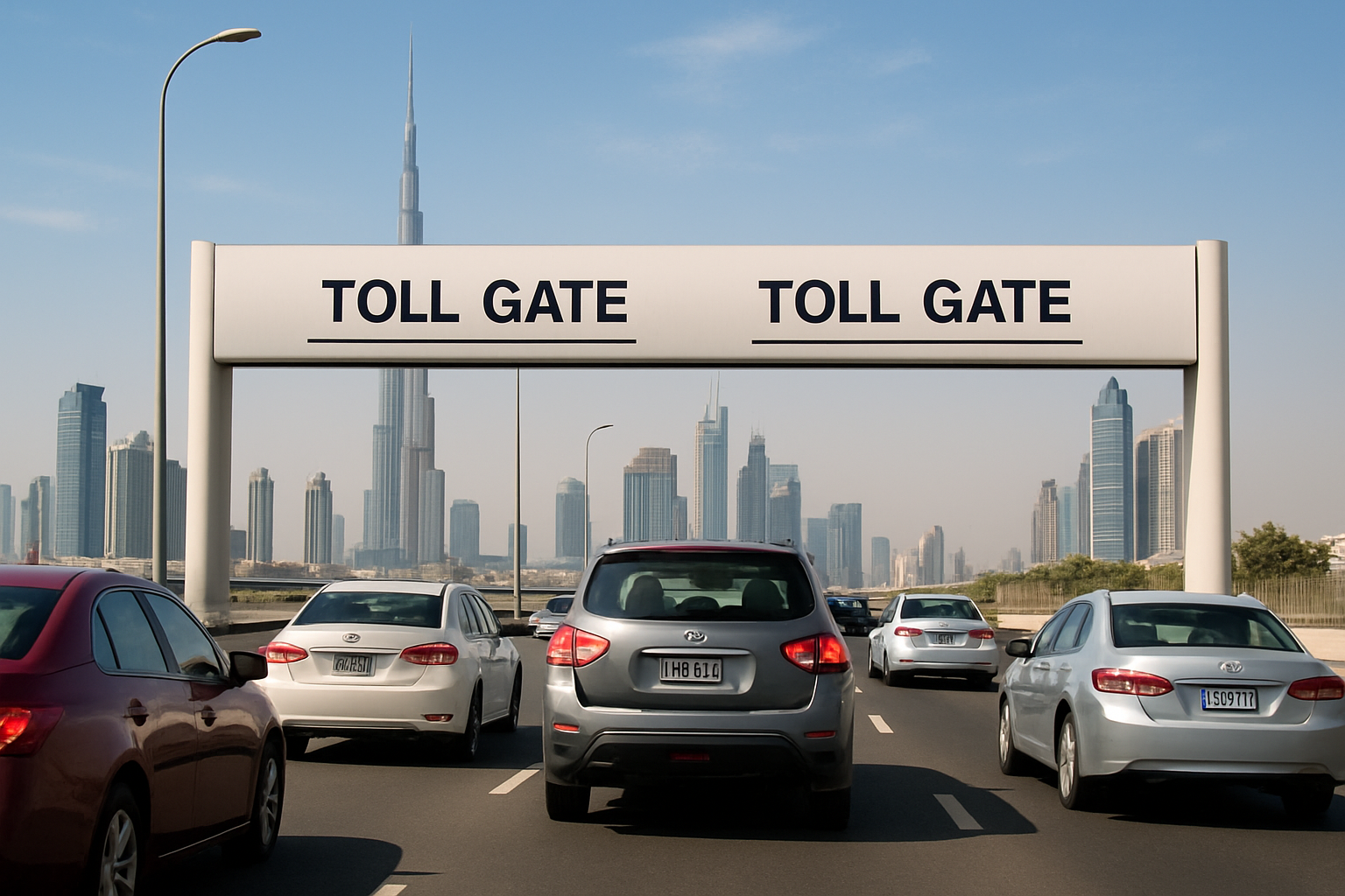 Drivers using toll roads in Dubai