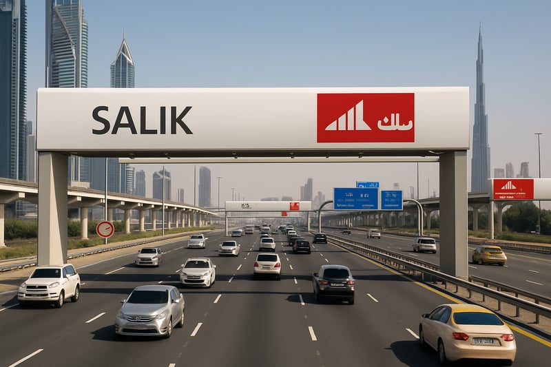 Dubai toll road system with Salik electronic gates Dubai toll road system with Salik electronic gates